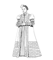 A coloring page of renaissance clothing